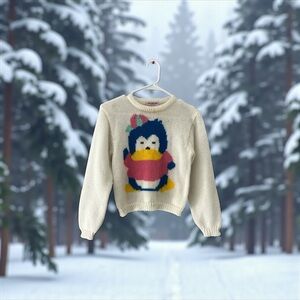 Cozy Cream Penguin Sweater